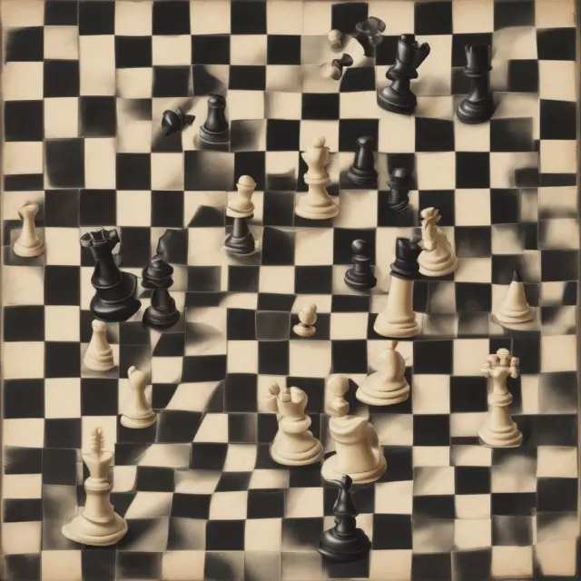 Chessboard representing neutral trading, two opponents symbolizing common mistakes and risk management. Enhancing understanding of effective strategy execution.