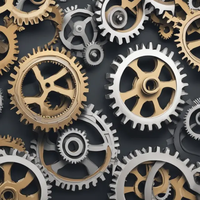 Gears representing competition clash and mesh together, symbolizing the driving force of human capital in fostering continuous innovation