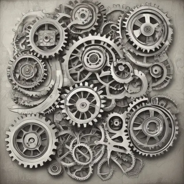 Gears symbolizing human capital in motion, driving long-term economic growth