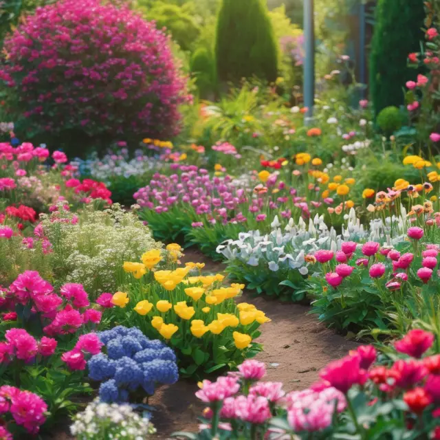 A vibrant garden filled with a variety of colorful flowers, each representing different investment opportunities in various industries and markets accessible through new fund offers