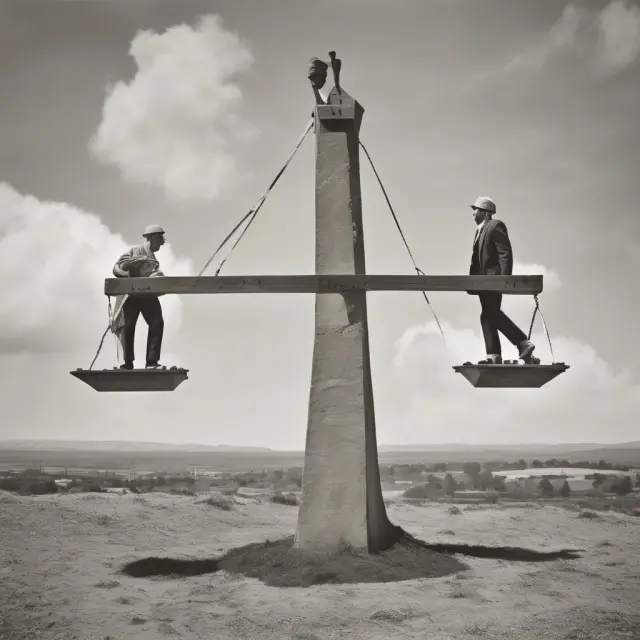 Companies and investors balanced on opposing sides of a seesaw, symbolizing the relationship in new issue participation with potential advantages and disadvantages