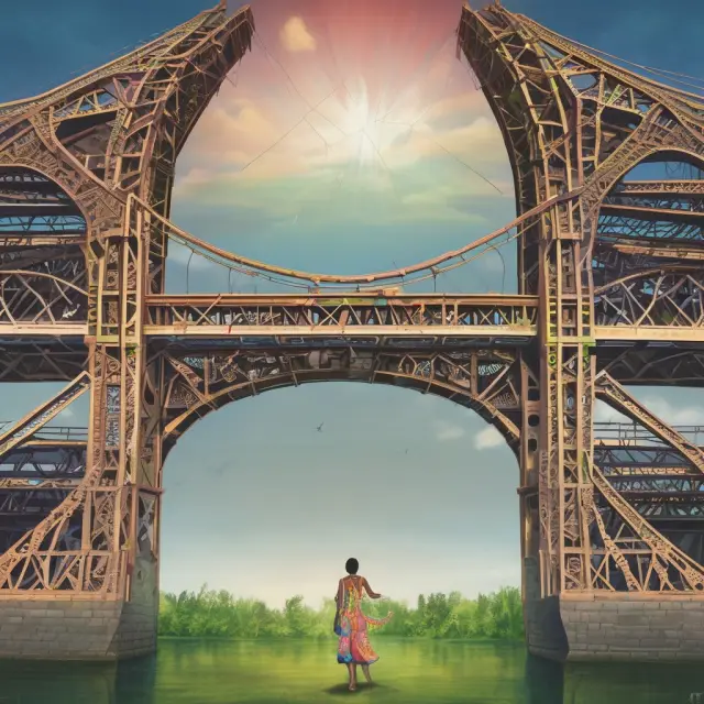Bridge symbolizing Newly Industrialized Countries connecting developed and developing nations, illustrating economic relationships