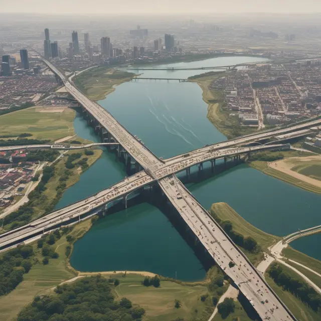 An agricultural landscape meets a modern industry, illustrating Newly Industrialized Countries