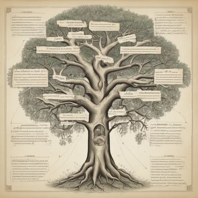 A family tree showing diverse blood relations and their order of inheritance.