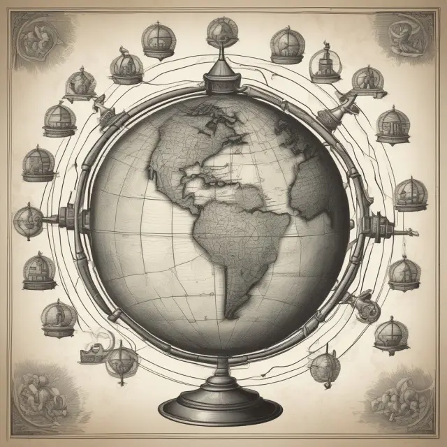A globe with symbols representing various countries and their respective next-of-kin rules in inheritance law