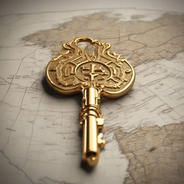 Golden key opens map of North America representing NEXUS membership and expedited border crossing