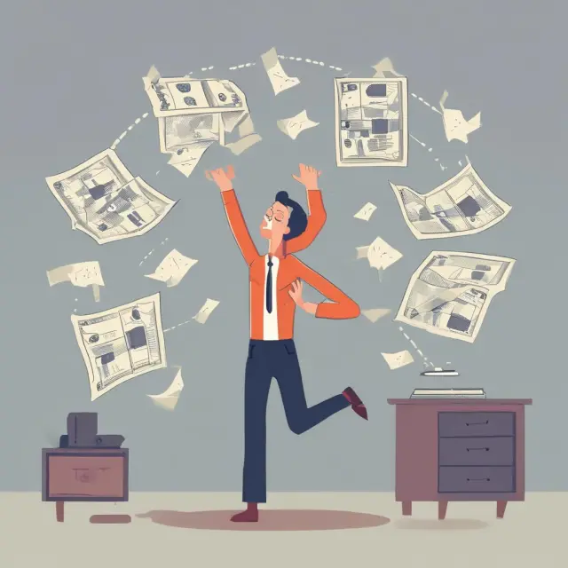 Person juggling bills: Non-Interest Bearing Current Liabilities representation on a balance sheet.
