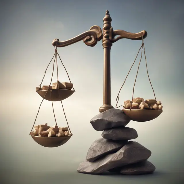 A balance scale illustrating the advantages (growth) and disadvantages (pressure) of managing non-interest bearing current liabilities