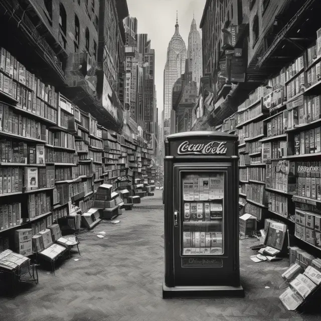 Two timelines merge: Thriving companies Coca-Cola, IBM, and struggling ones Xerox, Polaroid illustrating investment risks and rewards
