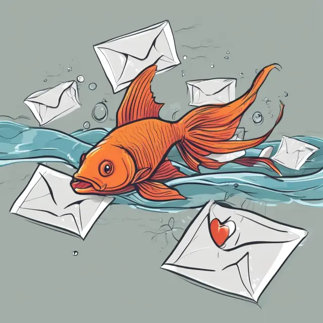 Goldfish struggling in water, representing the challenges of dealing with unwanted emails and potential scams while maintaining financial safety.