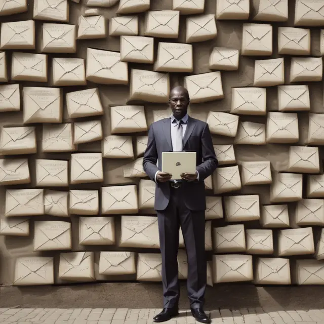 An alert internet user safeguarding their inbox with robust email filters against unwanted Nigerian letter scam attempts