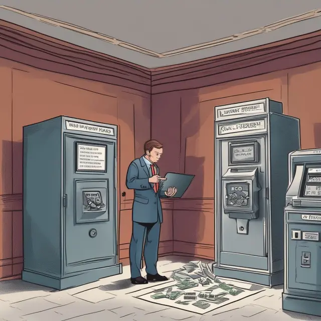 A businessman evaluates night depository, lock-box service, and remote deposit capture from Wells Fargo, JPMorgan Chase, and Citi