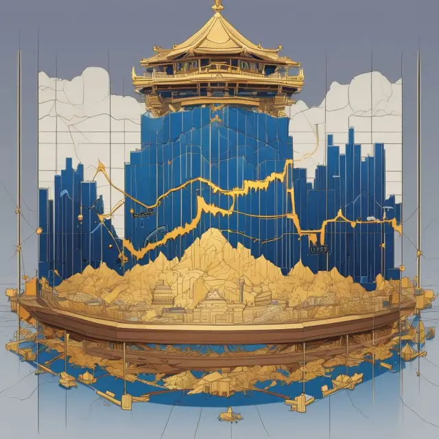 A golden scale representing the price-weighted Nikkei Index with 225 Japanese blue-chip companies balanced on its pans