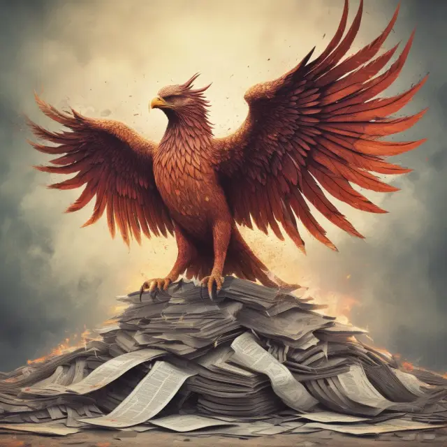 A phoenix rises from the ashes, representing new lending regulations after the financial crisis.
