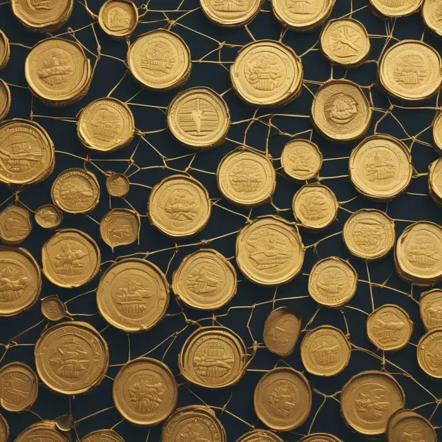 Gold coins interconnected, symbolizing the Bretton Woods Agreement and its role in shaping global economics