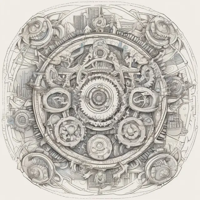 An intricate gear system symbolizes the interconnected roles of exchanges, clearing houses, depositories, quote distribution functions, and self-regulatory organizations in the National Market System.