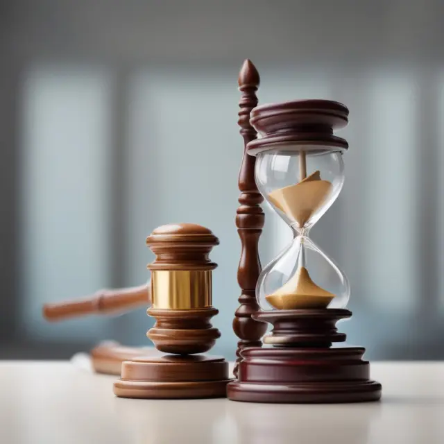 An hourglass symbolizing time constraints with a gavel as a no-shop clause, representing the exclusivity offered to potential buyers during merger & acquisition negotiations