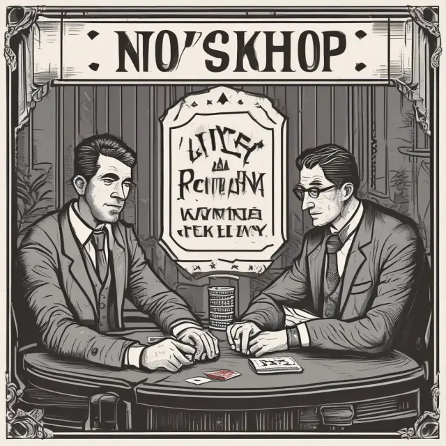 Buyer and seller negotiating deal at poker table with no-shop sign