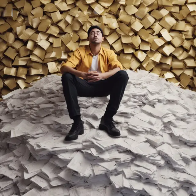 Entrepreneur on a golden mountain, representing self-employed individuals and their pursuit of no documentation mortgages.