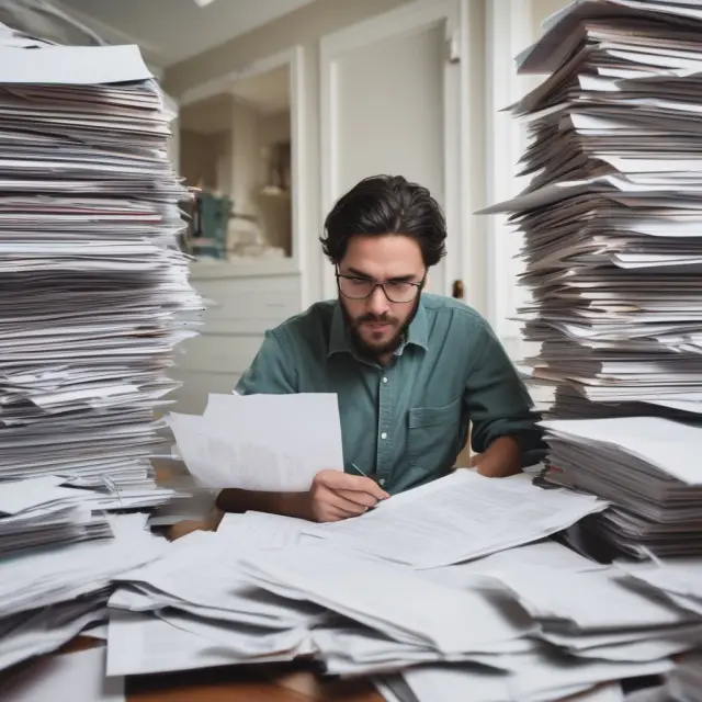 Borrower applying for a no documentation mortgage with various documents like bank statements, credit reports, and financial declarations.