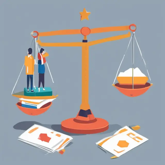 Scale illustrates the weighing of pros and cons for self-employed individuals considering no documentation mortgages versus conventional loans.