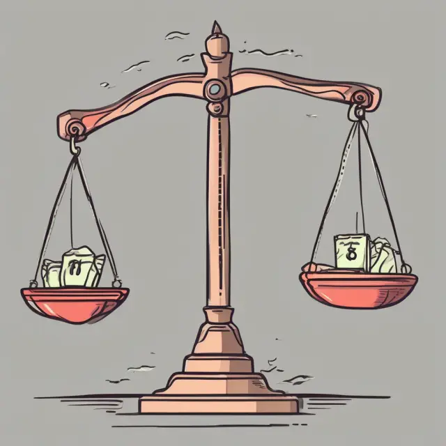 A balanced scale with revenues represented by gold coins and operating expenses as silver coins illustrating NOI calculation