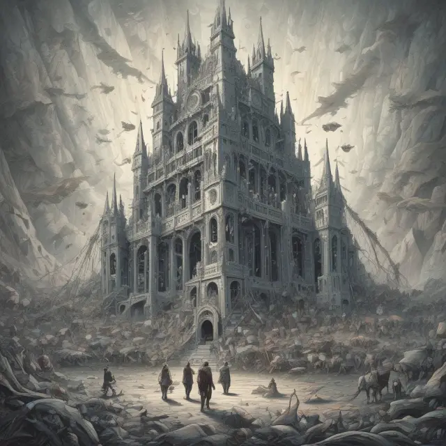 An image of noise traders systematically dismantling a castle made of crystals, symbolizing their impact on the Efficient Markets Hypothesis.