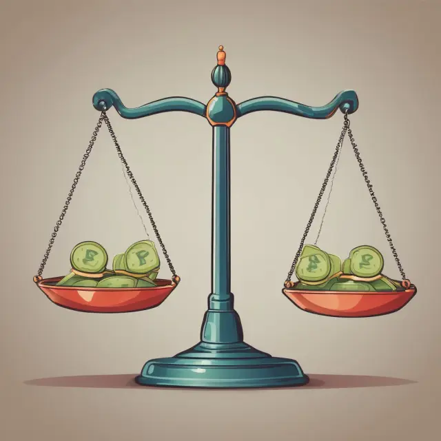 Scales balanced with gold coins for nominal return on one side and silver coins for real return, with an inflation rate arrow adjusting their weight