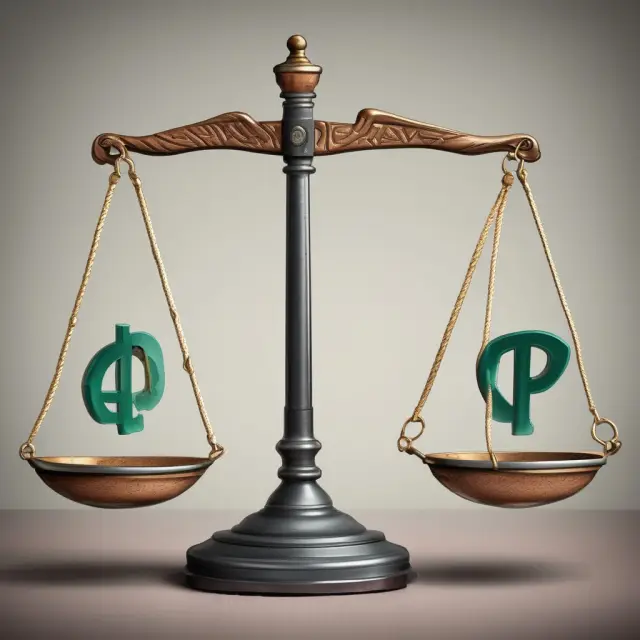 Image of a balanced scale with real GDP (smaller side) and nominal GDP (larger side), connected by an adjustable rope symbolizing the GDP price deflator.