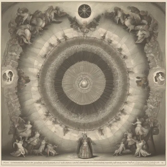 An abstract kaleidoscope filled with gears, representing the interplay between nominal GDP growth and inflation.