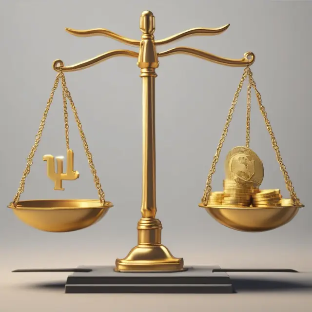 Gold scales tipping towards an effective interest rate, symbolizing the importance of considering compounding and fees in financial decision-making