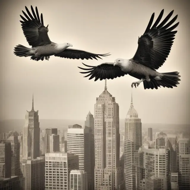A nominal dove representing NEER and a real eagle symbolizing REER, illustrating international competitiveness in the global economy.