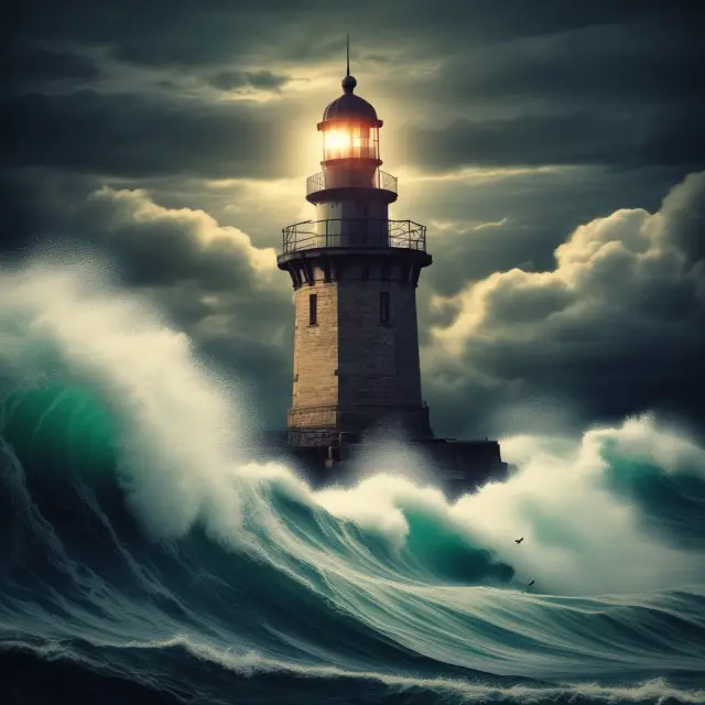 A treasury bond acting as a lighthouse amidst turbulent waves of inflation, influencing nominal yields
