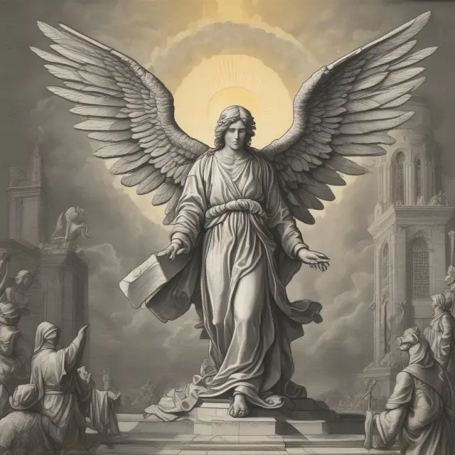 A Nominated Advisor (NOMAD) depicted as an angel, assisting a company in entering the Alternative Investment Market (AIM) at the London Stock Exchange (LSE)