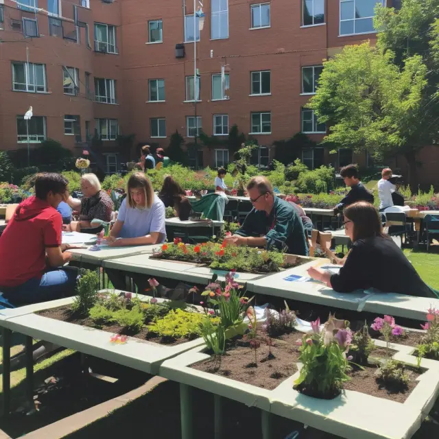 Nomination committee assessing diverse candidates in a lush garden, promoting effective corporate governance.