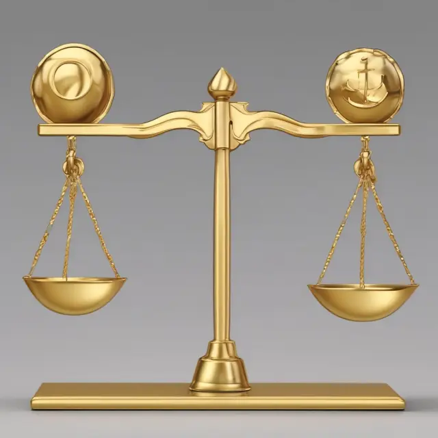 A pair of golden scales delicately balances the interplay of unemployment and inflation around the non-accelerating inflation rate of unemployment (NAIRU).