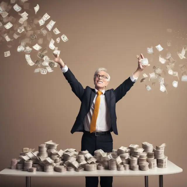 An employer carefully balancing golden scales, symbolizing the advantages and disadvantages of implementing a retirement plan with additional administrative costs