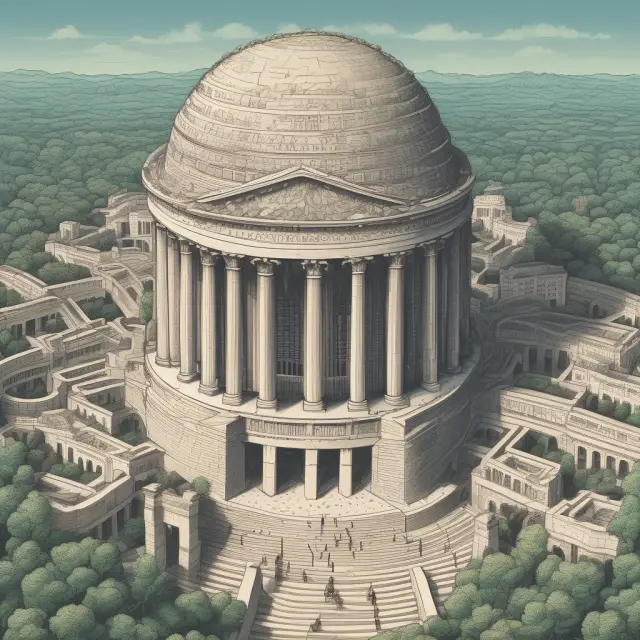 A golden savings bond is protected by two pillars, one labeled 