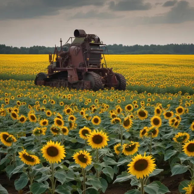 An image of a sunflower field being sold, symbolizing the disposal of obsolete machinery with associated gains or losses.