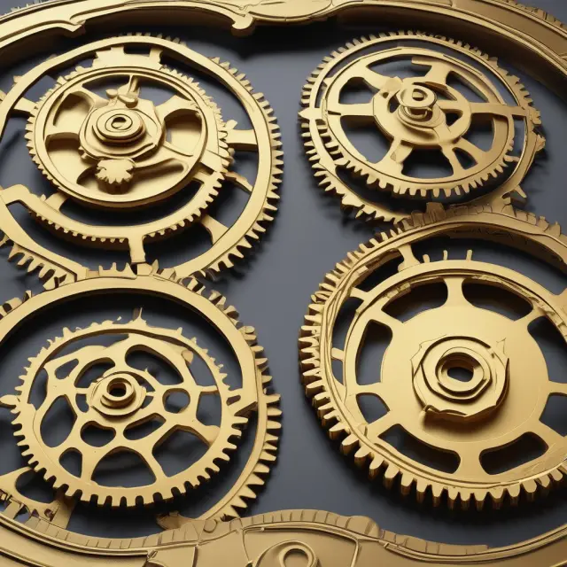 Golden scales with coins for operating expenses separate from gears symbolizing non-operating expenses