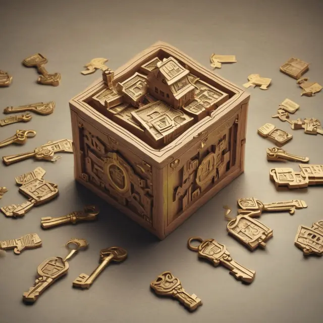 Golden puzzle box with keys and mortgage documents, representing non-owner occupied investment properties and their unique challenges