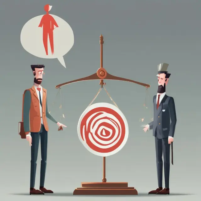 A visual comparison of non-recourse and recourse loans, featuring a lender holding scales with collateral on one side versus a borrower wearing a target vest facing an arrow-shooting lender