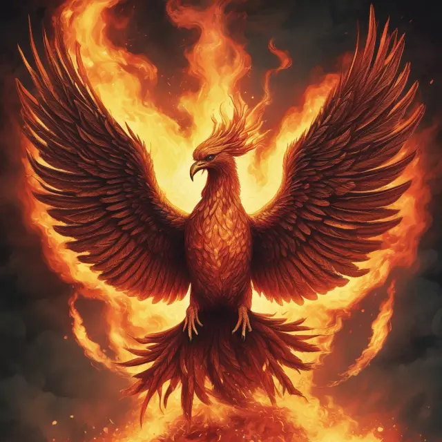 An image of a mythical phoenix emerging from fiery collateral flames, representing the borrower