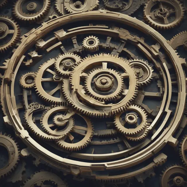 Image featuring a group of gears, with questions and answers forming labels on each gear, representing the common FAQs about non-recourse financing.