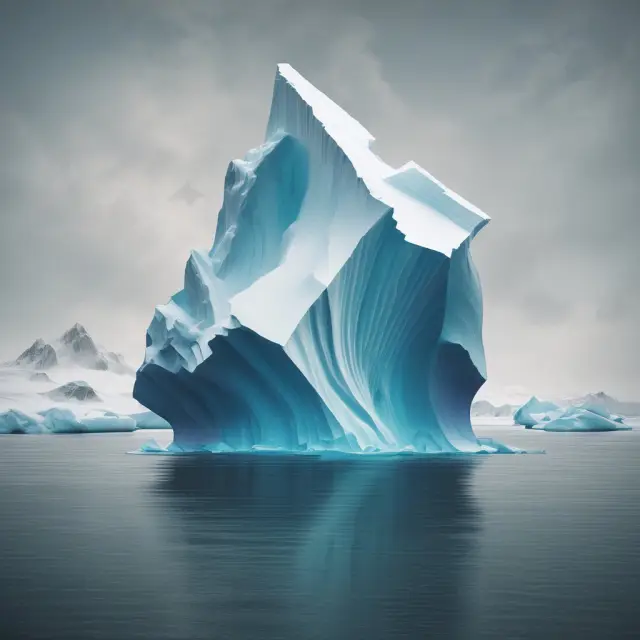 An iceberg symbolizing systematic errors lurking beneath the surface, undermining data accuracy in finance and investments