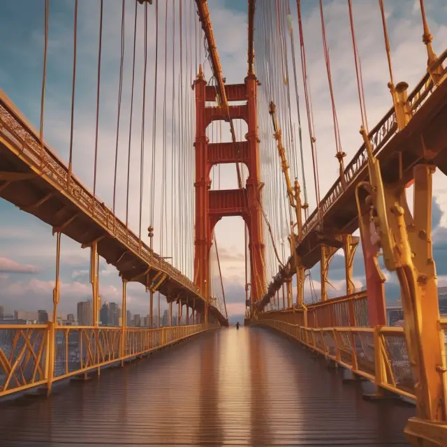 A golden bridge symbolizing the lowered barriers to entry for individual investors accessing non-security investments through ETFs