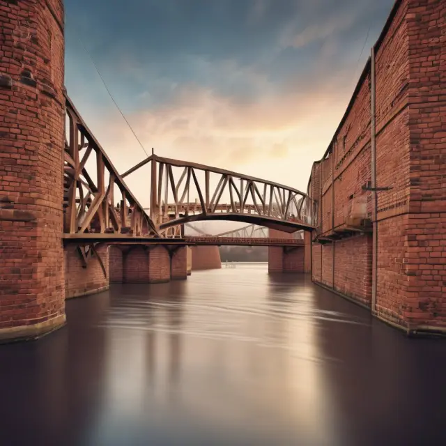 A metaphorical image of GSEs (Fannie Mae and Freddie Mac) as bridge builders connecting banks to the mortgage market with conforming mortgages acting as sturdy bricks.