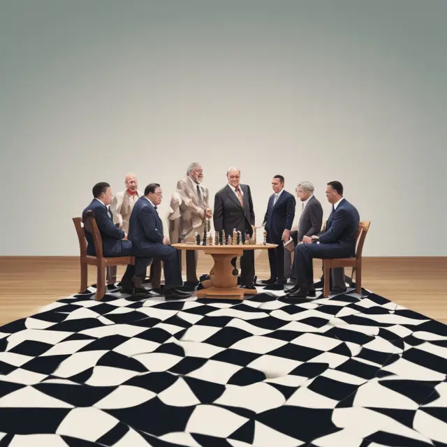 Giants play chess with jumbo mortgage pieces representing large loan amounts that exceed Fannie Mae and Freddie Mac