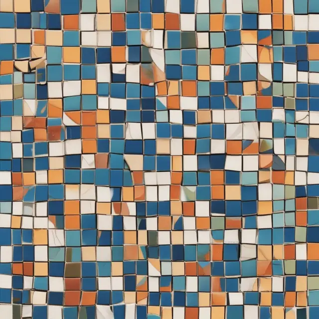 A mosaic representing credit histories with perfect scores appearing as intact tiles and lower scores represented by cracked tiles