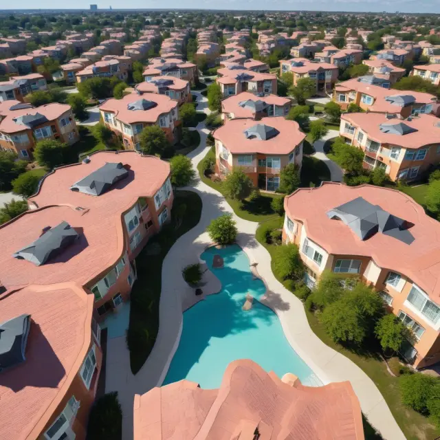 An image of a condo complex with overlapping HOA circles representing how specific property factors like condos and HOAs can lead to nonconforming mortgages